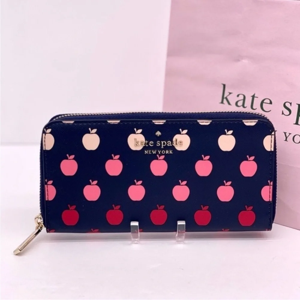 Kate Spade Perfect Orchard Apple Large Zip Continental Wallet